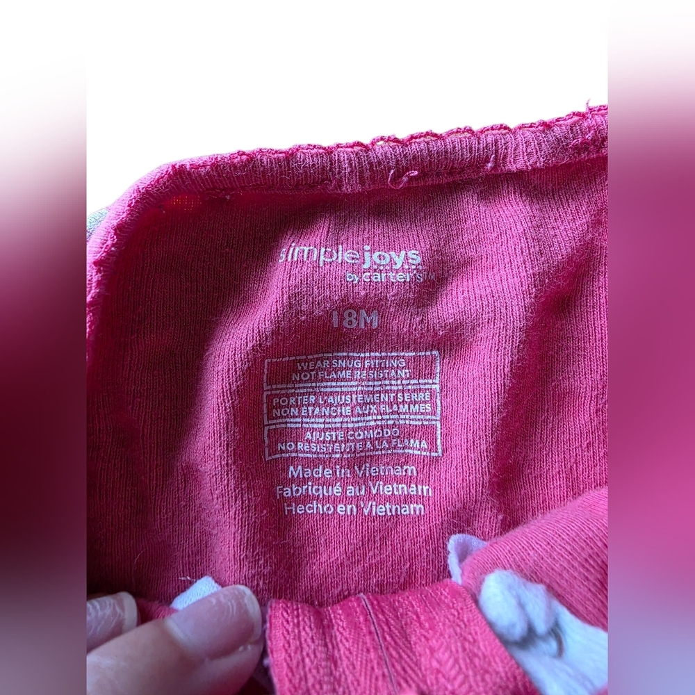 Carter’s & Simple Joys Baby Girl Footless Pajama Bundle 18M Zip Sleepers Pink Fl - Picture 4 of 7